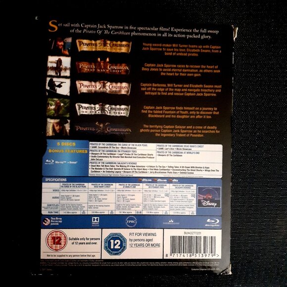 PIRATES OF THE CARIBBEAN 1-5 [Blu-ray Box Set] Complete All 5-Movie Collection - Picture 4 of 8